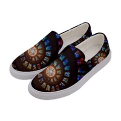 Stained Glass Spiral Circle Pattern Women s Canvas Slip Ons