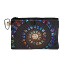 Stained Glass Spiral Circle Pattern Canvas Cosmetic Bag (medium) by BangZart