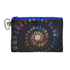 Stained Glass Spiral Circle Pattern Canvas Cosmetic Bag (large)