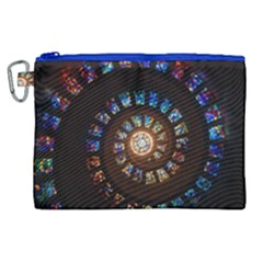 Stained Glass Spiral Circle Pattern Canvas Cosmetic Bag (xl)