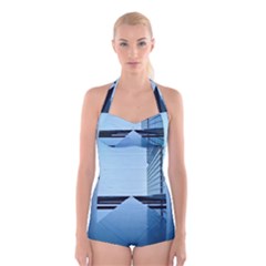 Architecture Modern Building Facade Boyleg Halter Swimsuit  by BangZart