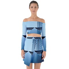 Architecture Modern Building Facade Off Shoulder Top With Skirt Set by BangZart