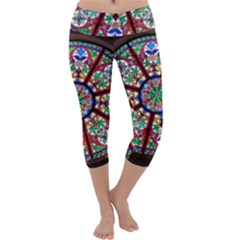 Church Window Window Rosette Capri Yoga Leggings by BangZart