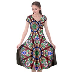 Church Window Window Rosette Cap Sleeve Wrap Front Dress by BangZart