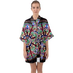 Church Window Window Rosette Quarter Sleeve Kimono Robe by BangZart