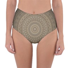 Background Mandala Reversible High-waist Bikini Bottoms by BangZart