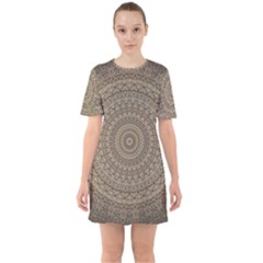 Background Mandala Sixties Short Sleeve Mini Dress