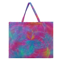 Abstract Fantastic Fractal Gradient Zipper Large Tote Bag by BangZart