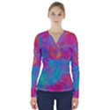 Abstract Fantastic Fractal Gradient V-Neck Long Sleeve Top View1