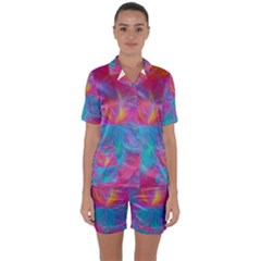 Abstract Fantastic Fractal Gradient Satin Short Sleeve Pyjamas Set