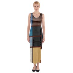 Glass Facade Colorful Architecture Fitted Maxi Dress by BangZart