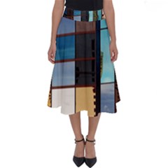 Glass Facade Colorful Architecture Perfect Length Midi Skirt by BangZart