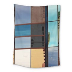 Glass Facade Colorful Architecture Medium Tapestry by BangZart