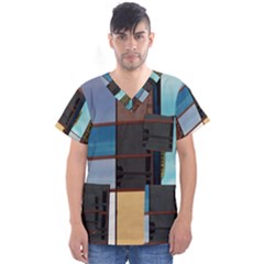 Glass Facade Colorful Architecture Men s V-neck Scrub Top