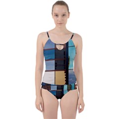 Glass Facade Colorful Architecture Cut Out Top Tankini Set by BangZart