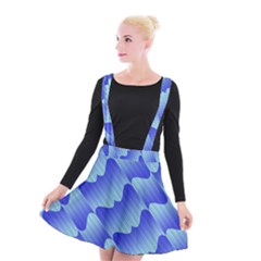 Gradient Blue Pinstripes Lines Suspender Skater Skirt by BangZart