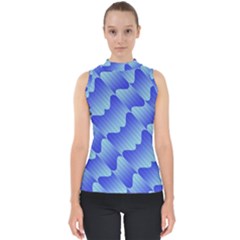 Gradient Blue Pinstripes Lines Shell Top