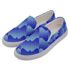 Gradient Blue Pinstripes Lines Men s Canvas Slip Ons