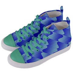 Gradient Blue Pinstripes Lines Women s Mid-top Canvas Sneakers