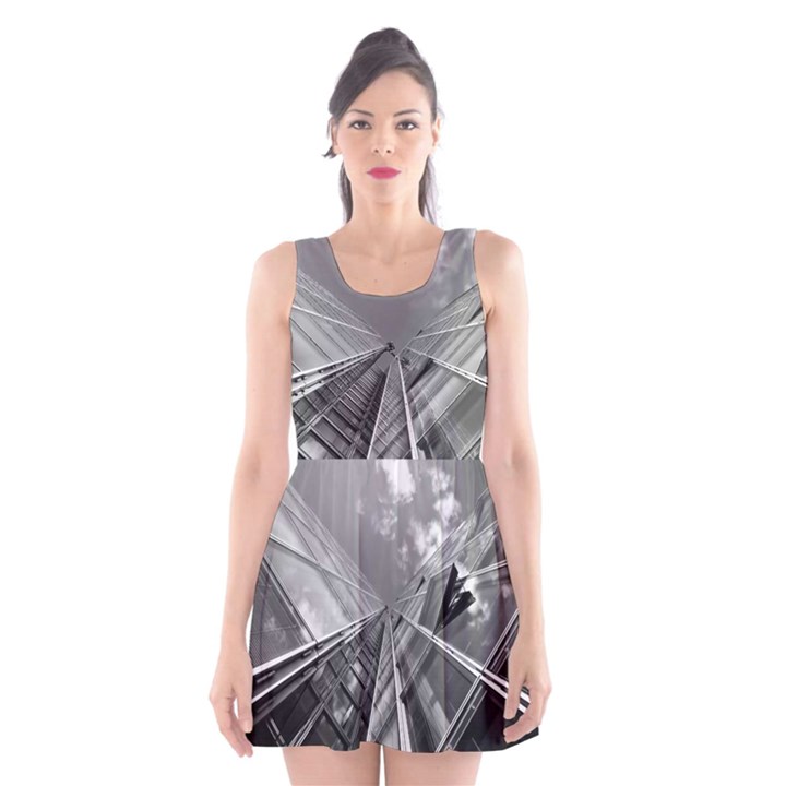 Architecture Skyscraper Scoop Neck Skater Dress