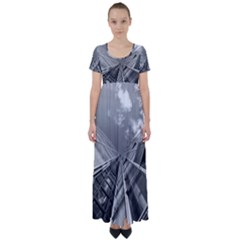 Architecture Skyscraper High Waist Short Sleeve Maxi Dress