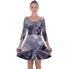 Architecture Skyscraper Quarter Sleeve Skater Dress