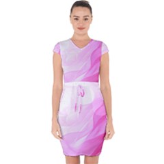 Material Ink Artistic Conception Capsleeve Drawstring Dress 