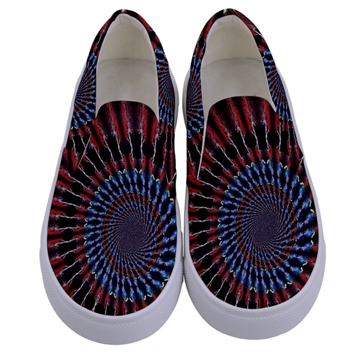 The Fourth Dimension Fractal Noise Kids  Canvas Slip Ons