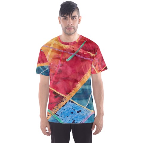 Painting Watercolor Wax Stains Red Men s Sports Mesh Tee by BangZart