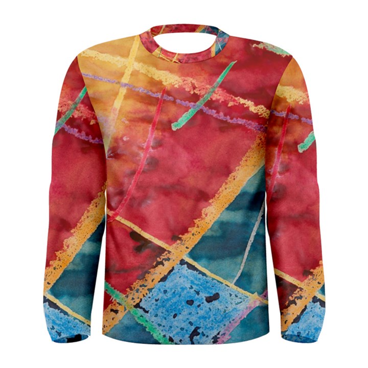 Painting Watercolor Wax Stains Red Men s Long Sleeve Tee