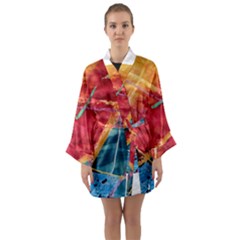 Painting Watercolor Wax Stains Red Long Sleeve Kimono Robe by BangZart