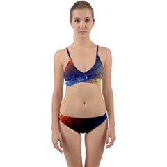 Colorful Pattern Color Course Wrap Around Bikini Set