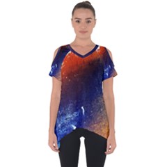 Colorful Pattern Color Course Cut Out Side Drop Tee