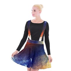 Colorful Pattern Color Course Suspender Skater Skirt