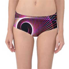 Grid Bent Vibration Ease Bend Mid-waist Bikini Bottoms by BangZart