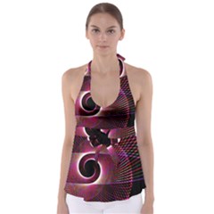 Grid Bent Vibration Ease Bend Babydoll Tankini Top by BangZart