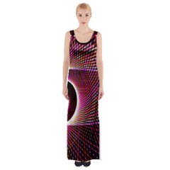 Grid Bent Vibration Ease Bend Maxi Thigh Split Dress by BangZart