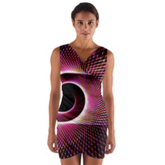 Grid Bent Vibration Ease Bend Wrap Front Bodycon Dress by BangZart