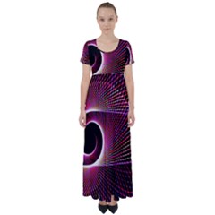 Grid Bent Vibration Ease Bend High Waist Short Sleeve Maxi Dress