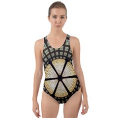 Stained Glass Colorful Glass Cut-out Back One Piece Swimsuit