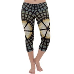 Stained Glass Colorful Glass Capri Yoga Leggings by BangZart