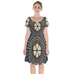 Stained Glass Colorful Glass Short Sleeve Bardot Dress by BangZart