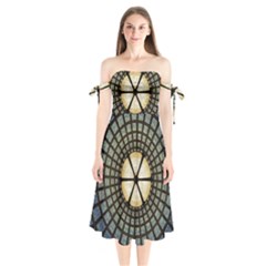 Stained Glass Colorful Glass Shoulder Tie Bardot Midi Dress by BangZart