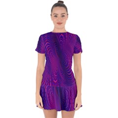 Abstract Fantastic Fractal Gradient Drop Hem Mini Chiffon Dress