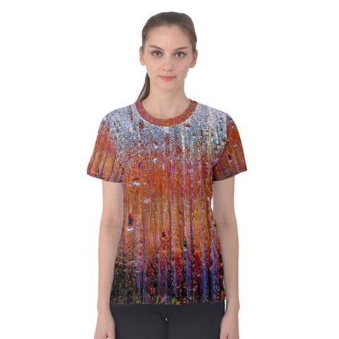 Glass Colorful Abstract Background Women s Cotton Tee by BangZart