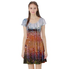 Glass Colorful Abstract Background Short Sleeve Skater Dress by BangZart