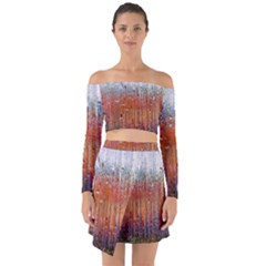 Glass Colorful Abstract Background Off Shoulder Top With Skirt Set