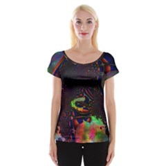 The Fourth Dimension Fractal Cap Sleeve Tops by BangZart