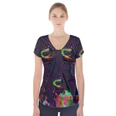 The Fourth Dimension Fractal Short Sleeve Front Detail Top by BangZart