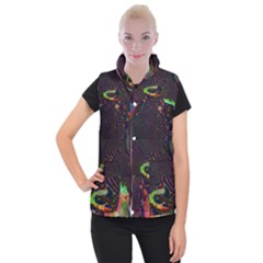 The Fourth Dimension Fractal Women s Button Up Puffer Vest by BangZart